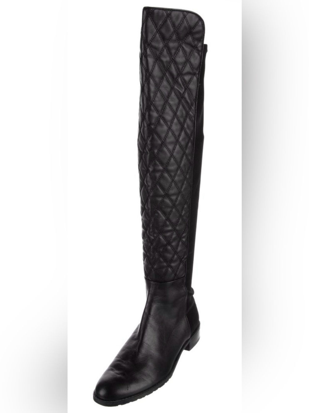 Stuart Weitzman Quiltboot Black Nappa Leather Quilted Over-the-Knee Boots Size 7